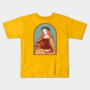 Cute Medieval Girl Musician illustration Kids T-Shirt